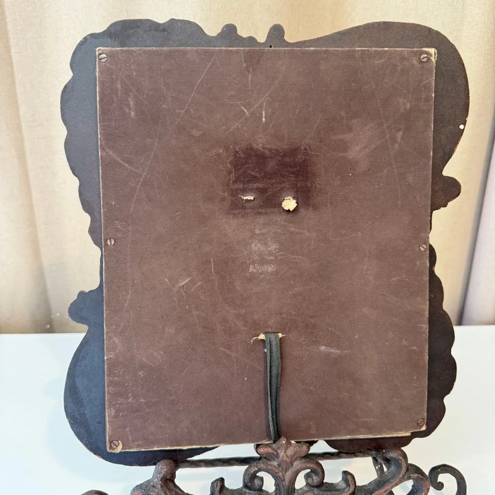 Vintage Ornate Scrollwork Picture Frame Brown Faux Wood Baroque Rococo Style